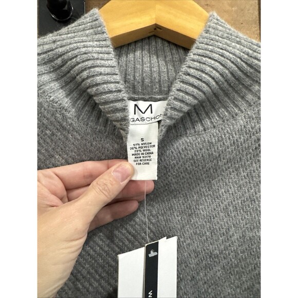 Magaschoni Gray Long Sleeve Mock Neck Wool Blend Knit  Sweater New Women’s Small - Picture 4 of 5